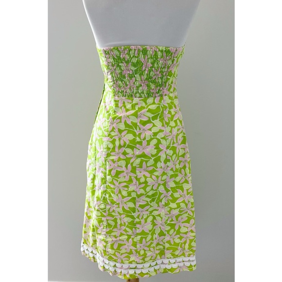 Lilly Pulitzer Green and White Strapless Dress - Picture 3 of 8